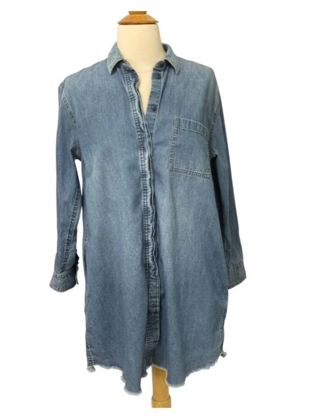 Madewell Womens Denim Oversized Ex-Boyfriend Shirtdress Dress Mini Pocket Size S - Picture 12 of 13